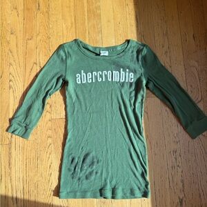 Abercrombie & Fitch Kids vintage Y2K | Forest Green Long Sleeve Logo Ribbed Tee